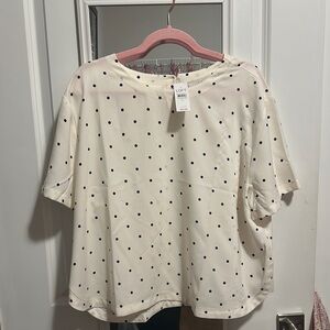 LOFT Women's Cream Polka Dot Top NWT